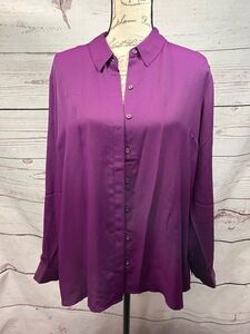 NWT Express Portofino Purple Slim Fit‎ Blouse Button Down Womens XL